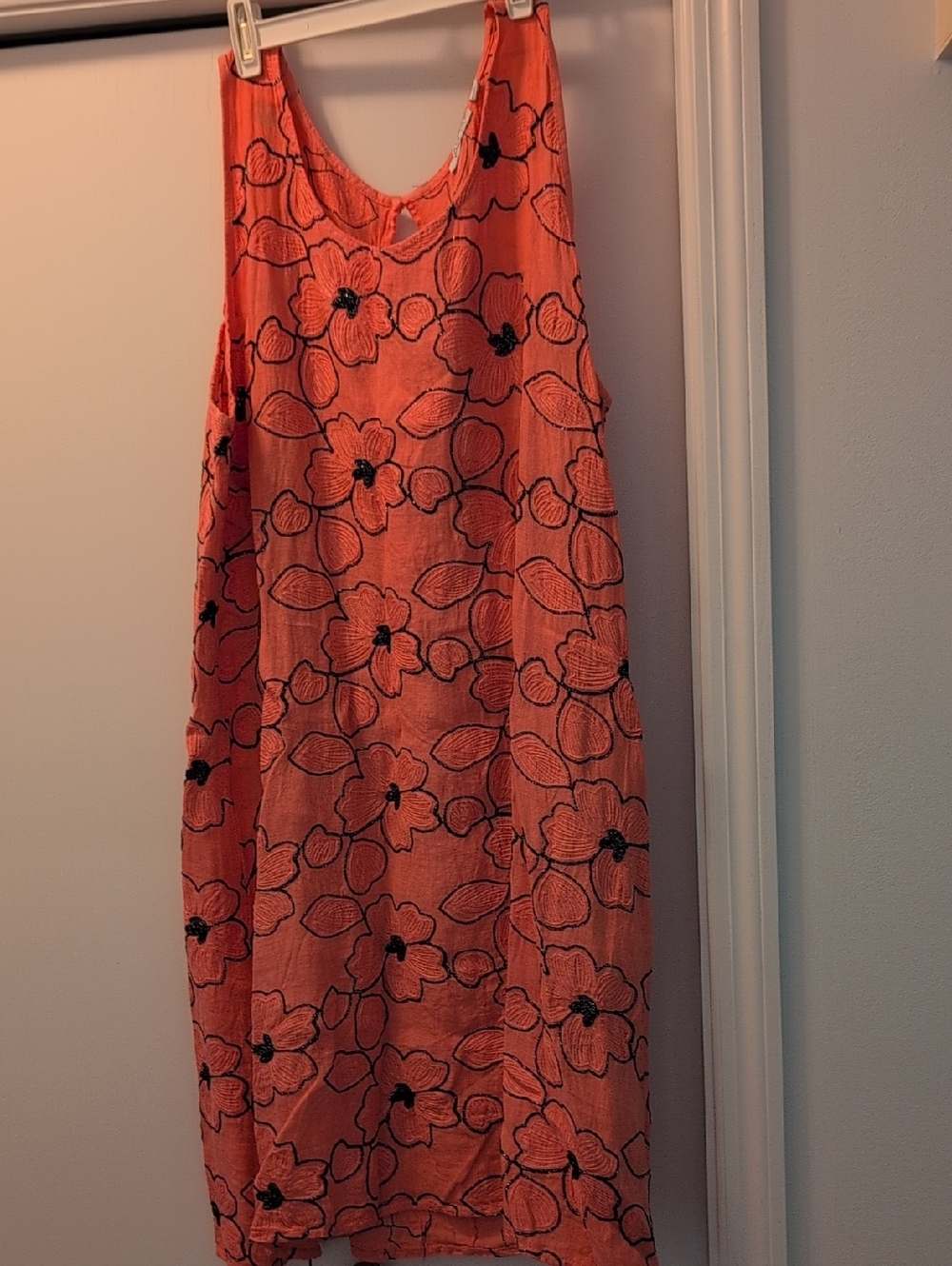Coral Floral Sleeveless Shift Dress